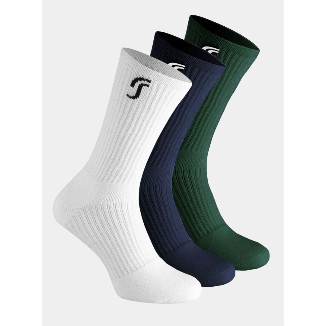 RS Cushioned Performance Socks 3-pak sportsstrømper hvid/blå/grøn