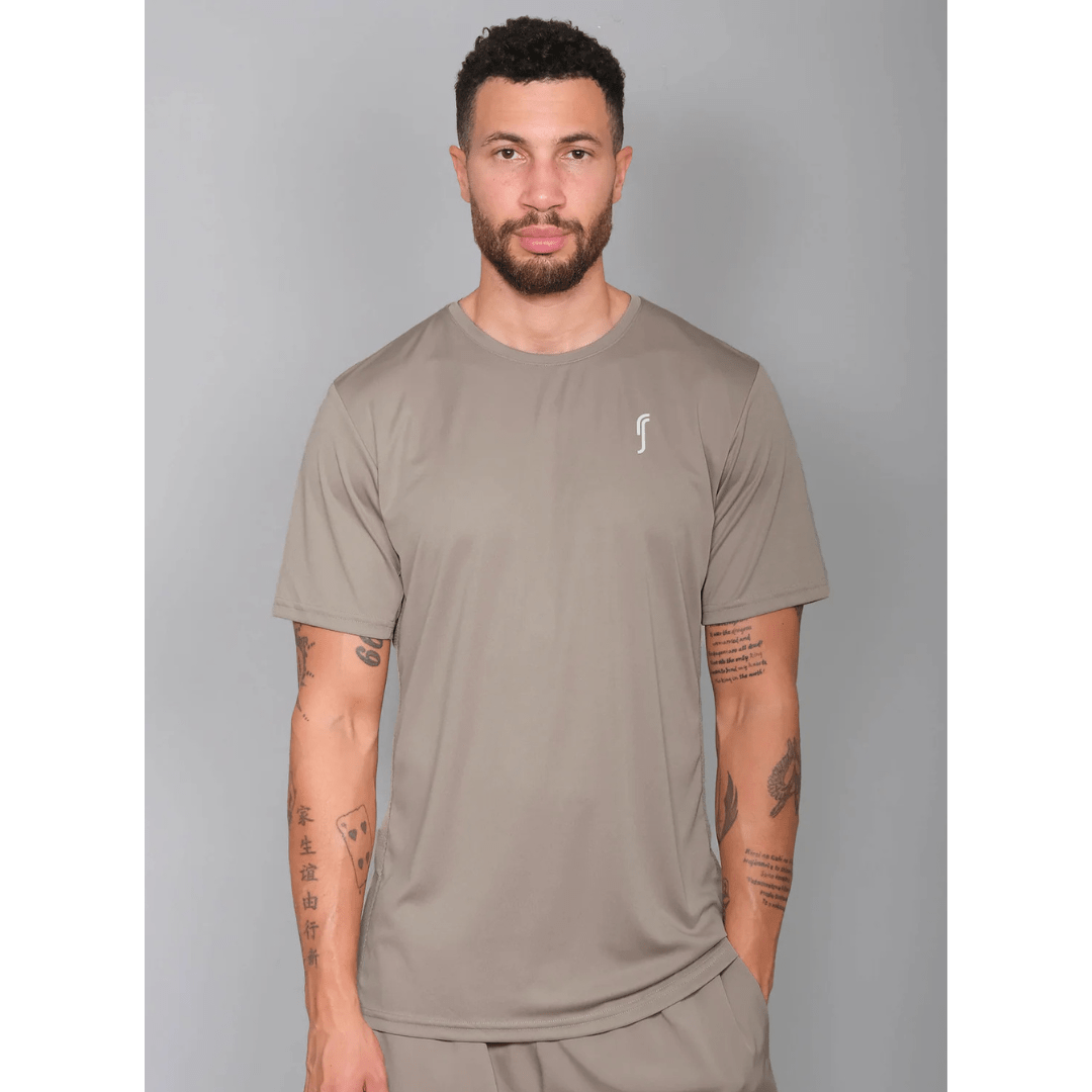 RS Men's Performance Tee Side Mesh Solid Taupe t-shirt för tennis & padel