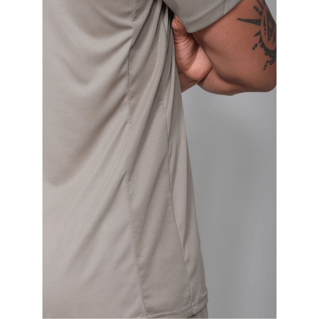 RS Men's Performance Tee Side Mesh Solid Taupe t-shirt för tennis & padel
