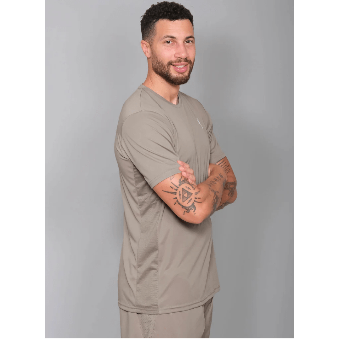 RS Men's Performance Tee Side Mesh Solid Taupe t-shirt för tennis & padel