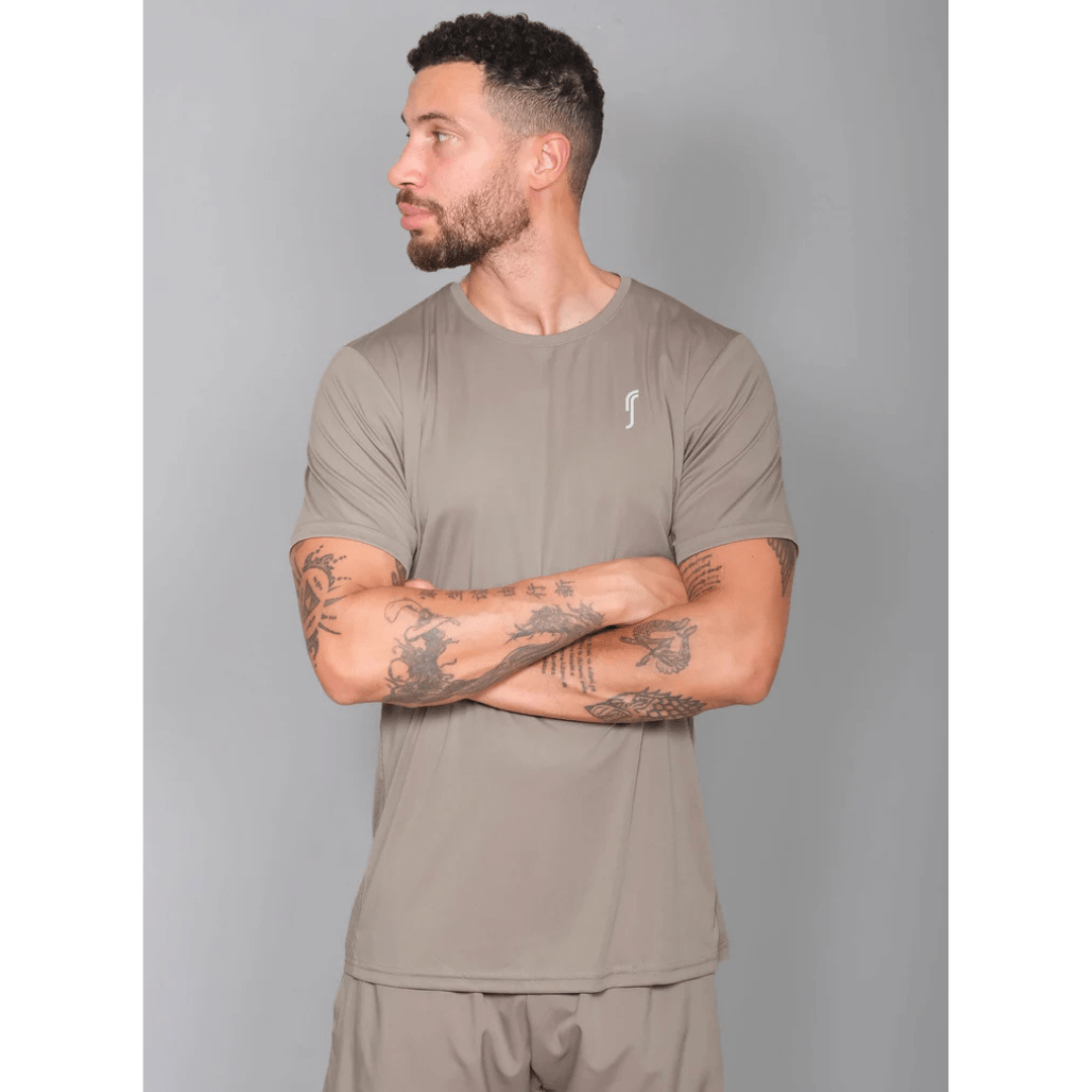 RS Men's Performance Tee Side Mesh Solid Taupe t-shirt för tennis & padel