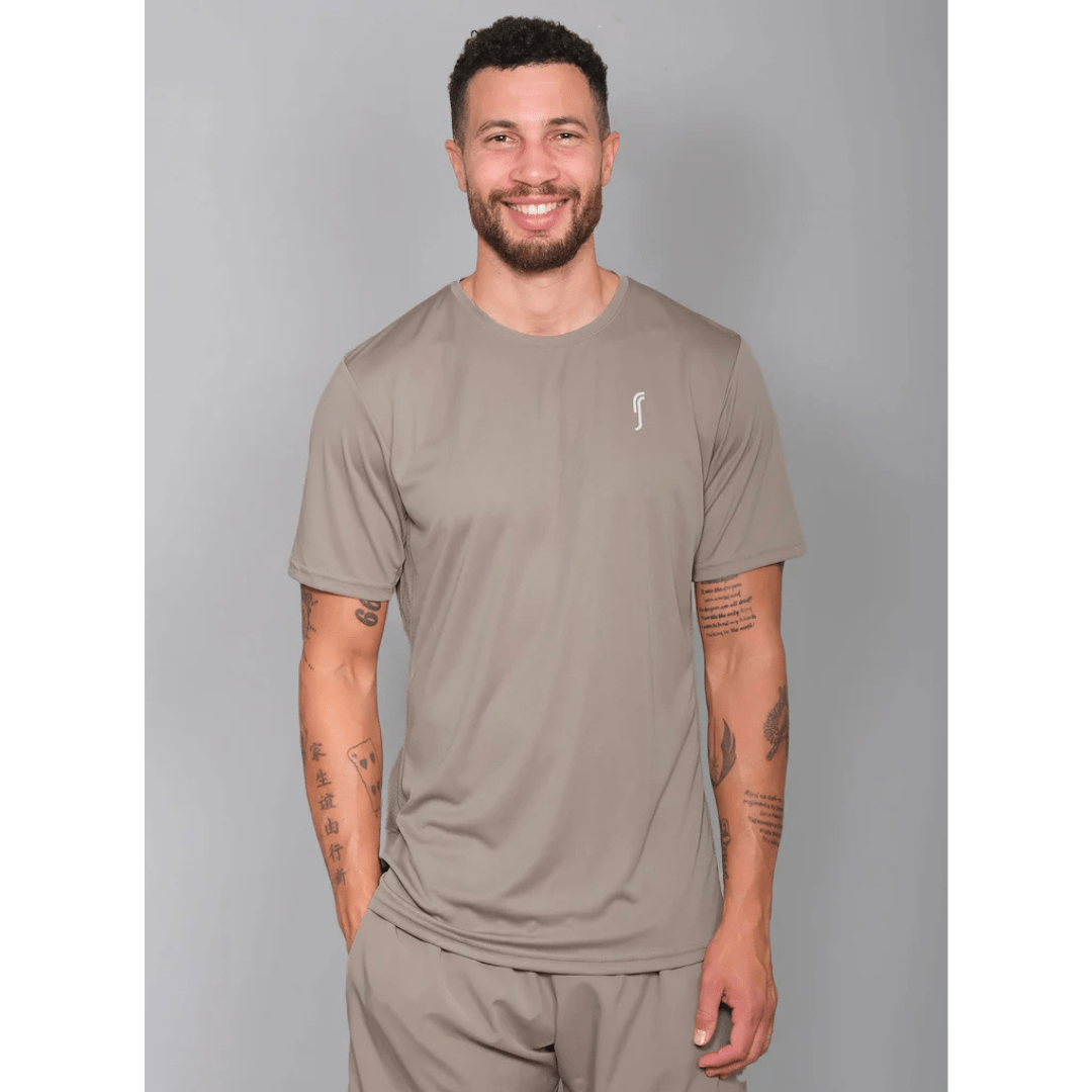 RS Men's Performance Tee Side Mesh Solid Taupe t-shirt för tennis & padel