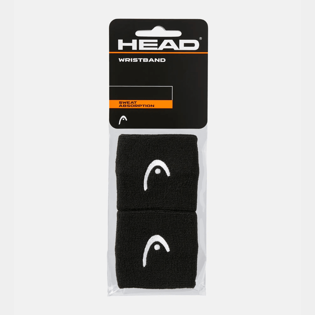 Head Wristband Black 2-pack 2,5“ svettarmband för tennis och padel